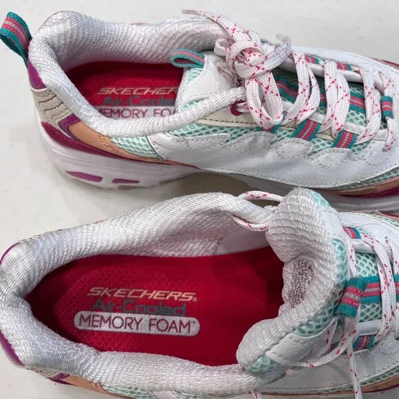 SKECHERS D'LITES WOMENS SNEAKERS MULTI ROSE, GREEN, RHINESTONE, GLITTERY-SN13146 - Picture 10 of 10